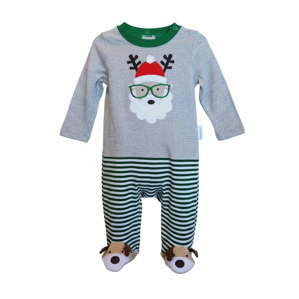 Koala Kids Baby's 1st Holiday Christmas Santa Reindeer Footies Size 6-9 months
